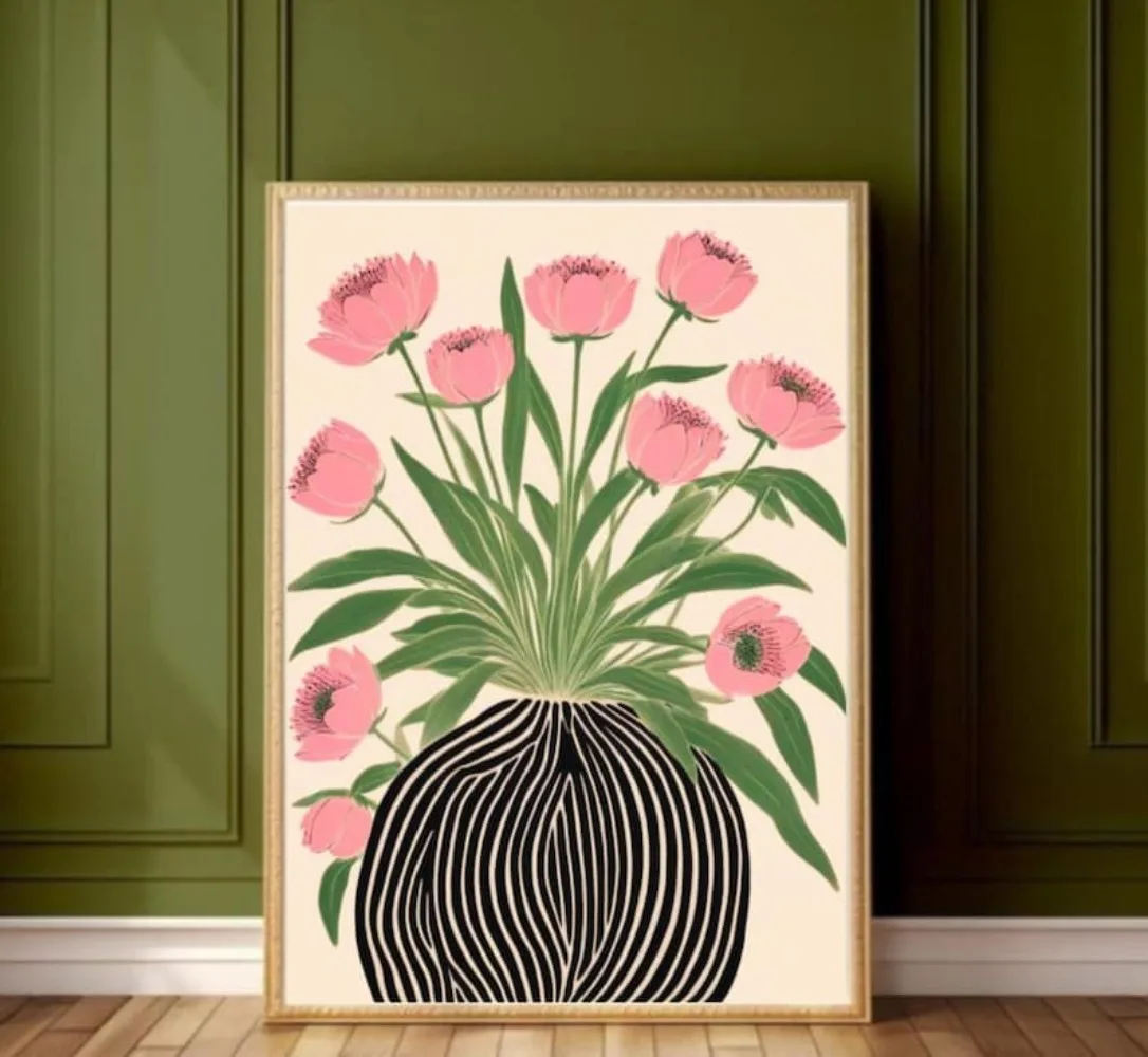 Art Craft Vase - Affiche florale sans cadre, Art mural