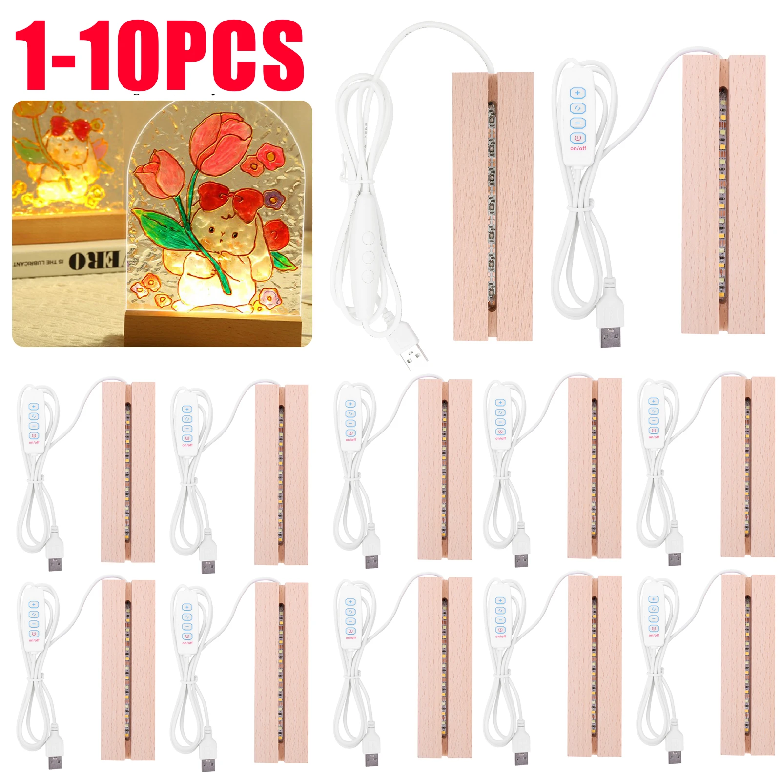 Art Craft Display - 1-10 pièces Support en bois LED