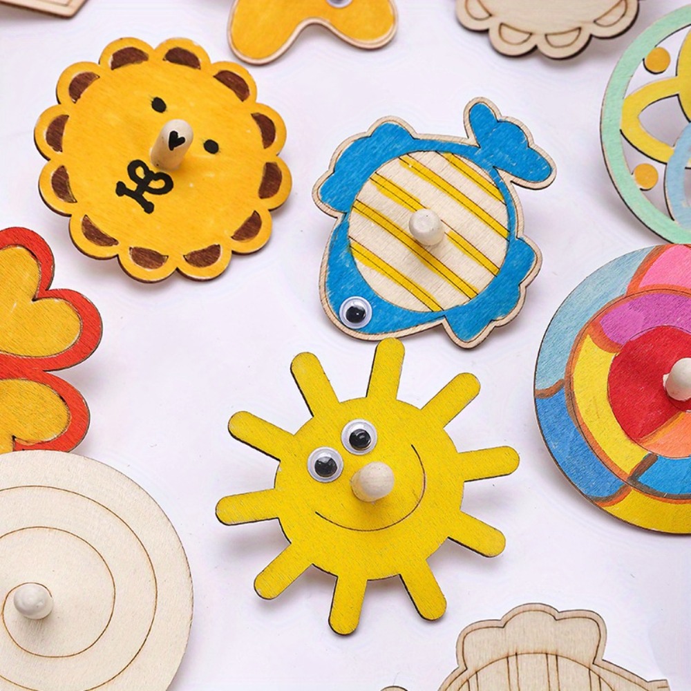Art Craft Ideas For Kids - Kit de 16 Toupies en Bois