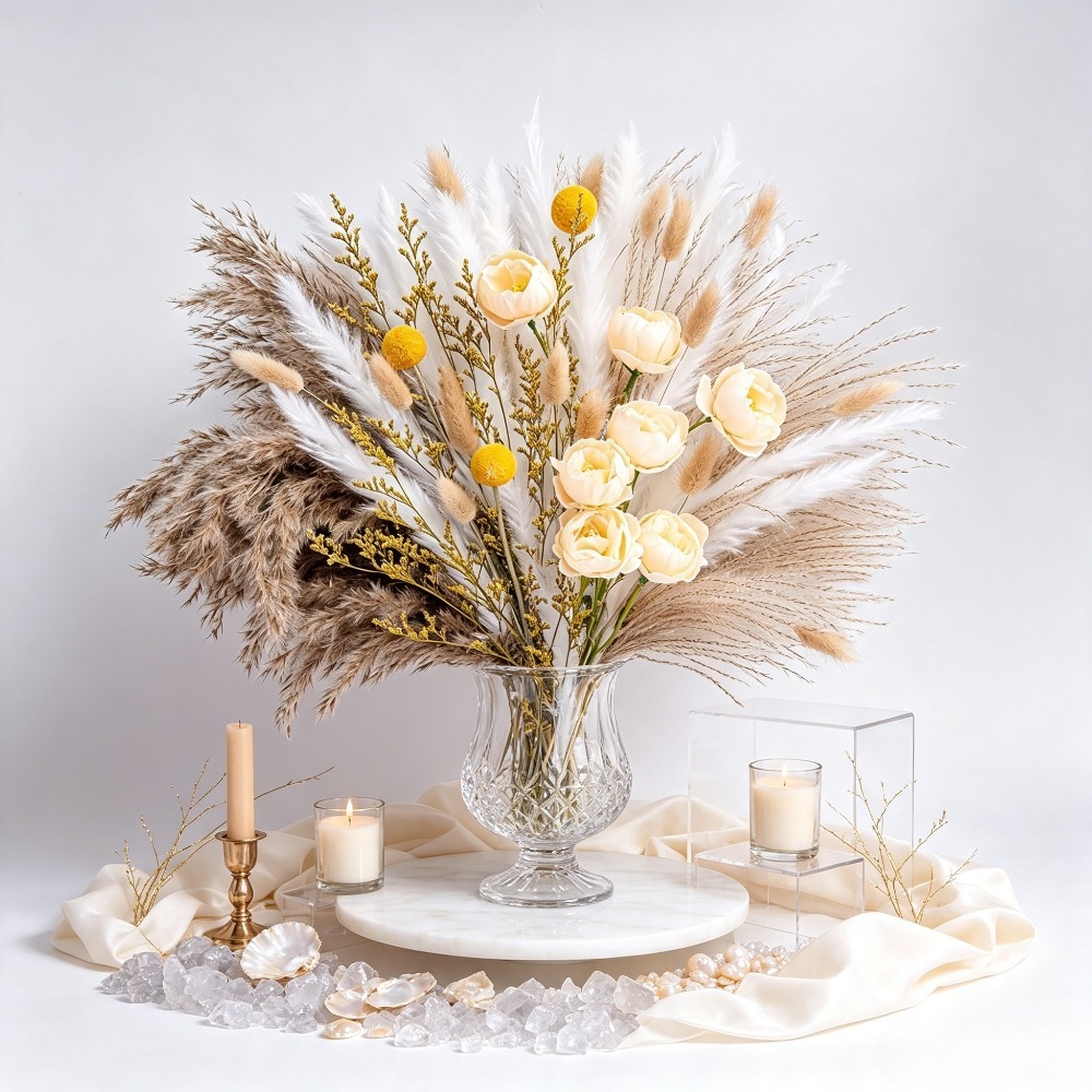 Art Craft Vase - Bouquet de fleurs séchées mélangées, Herbe