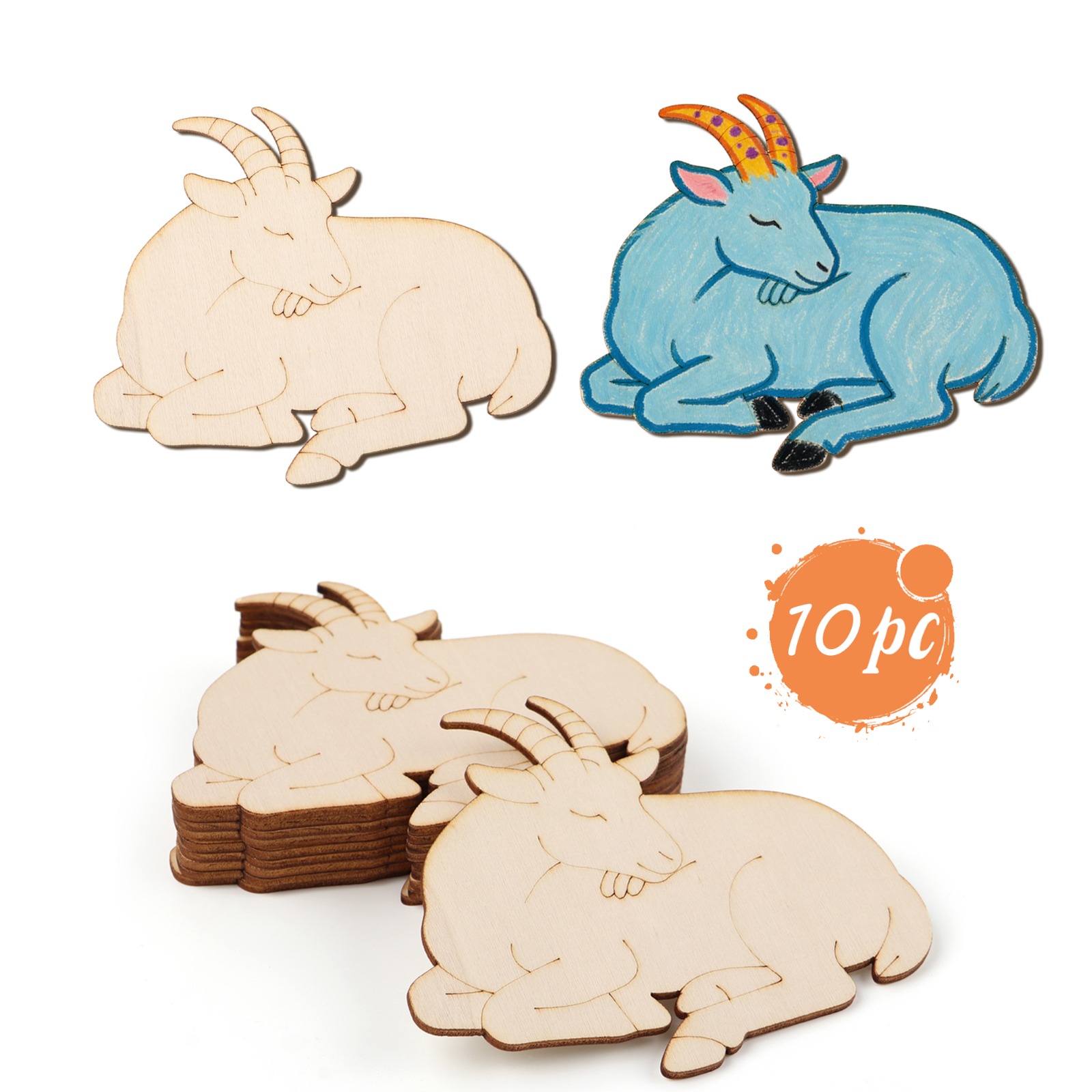 Art Crafts - Lot de 10 ornements en bois