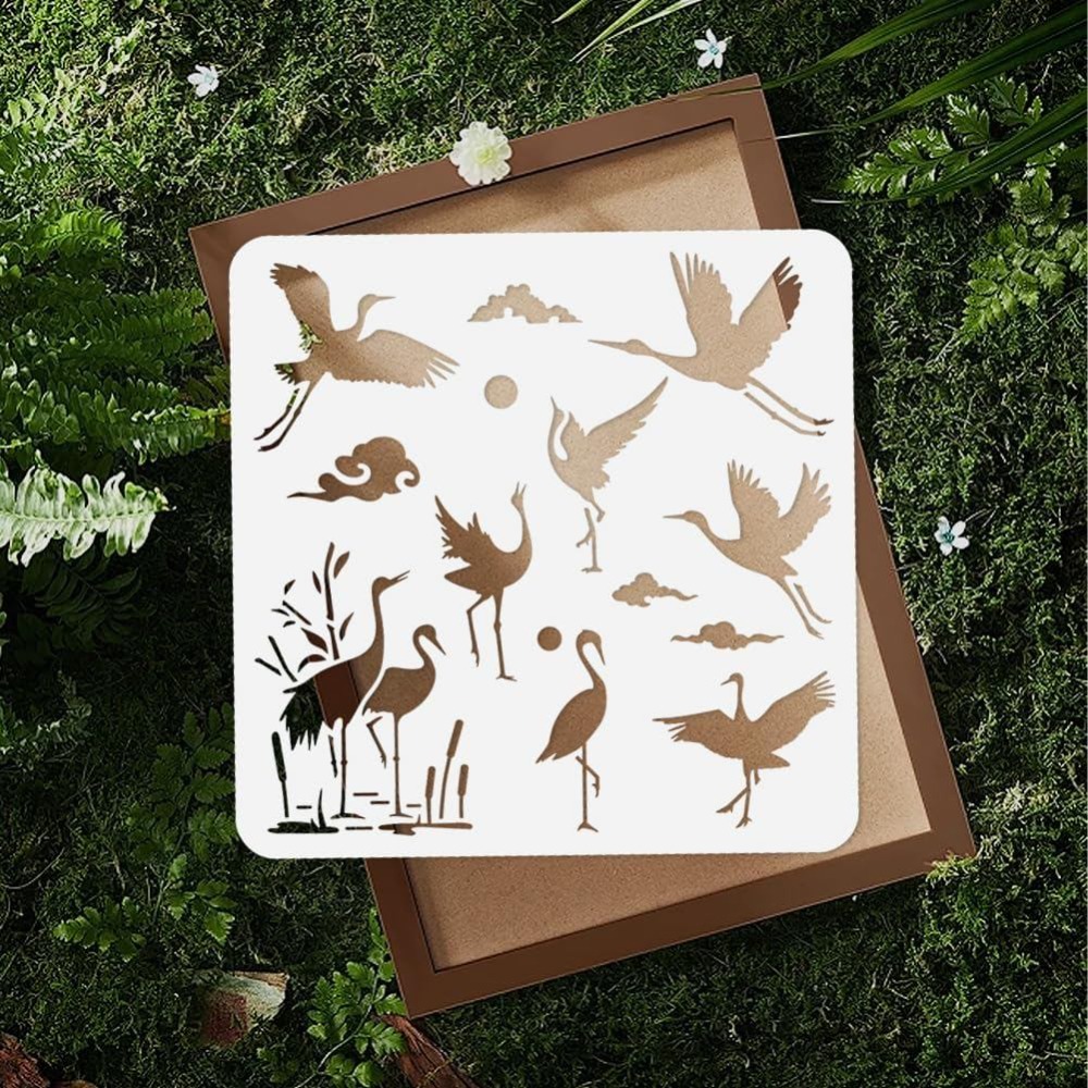 Pochoir mural motif grue 11,8  - Art X Craft avis et prix